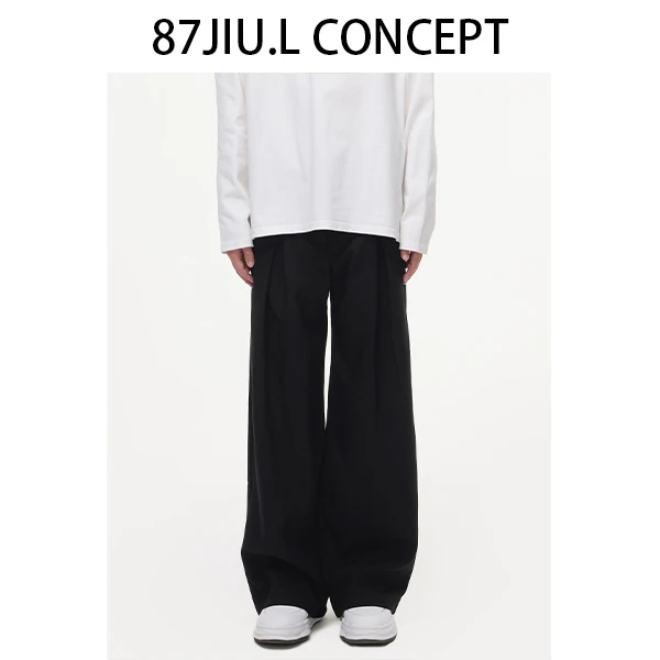 JIU.L 斜纹高级面料重磅直筒宽韩系秋冬休闲西裤 TD3007-1