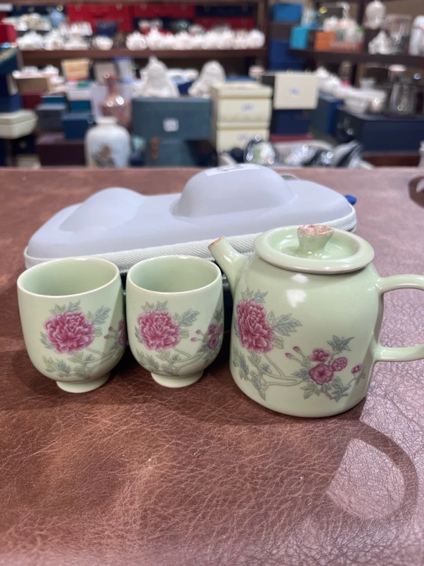 133豆青绿茶壶一壶二杯旅行茶具