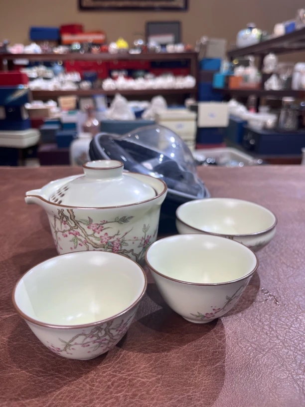 148陶栖紫藤花旅行茶具一壶三杯