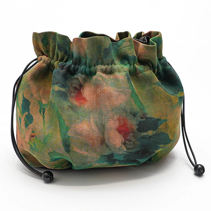 【荷叶包】香云纱手提包斜挎包真丝桑蚕丝气质淑女款新款国风手拎包