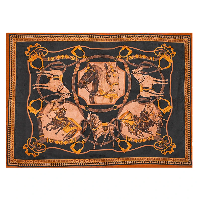 单面枕套【马到成功】香云纱桑蚕丝枕巾卧室高档真丝创意枕头巾