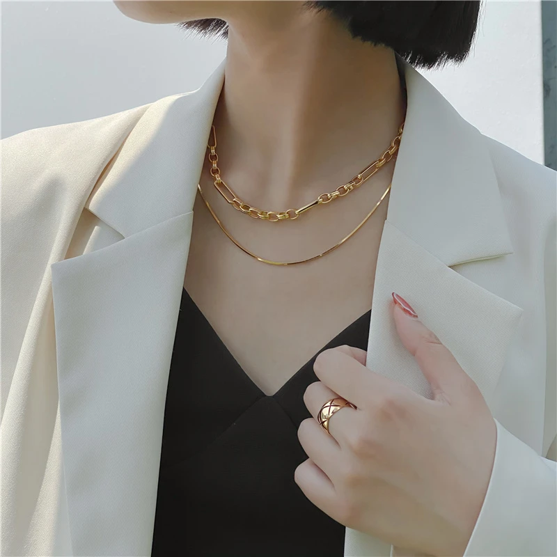 链子925银 叠戴立体简约蛇骨链40+5素款小众水波纹百搭时尚轻奢