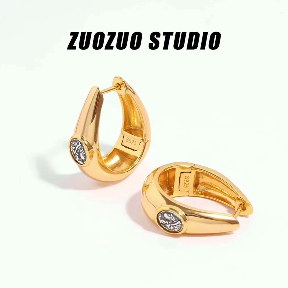 925银耳饰 高级感古币系列耳环百搭欧美简约轻奢气质小众个性法式