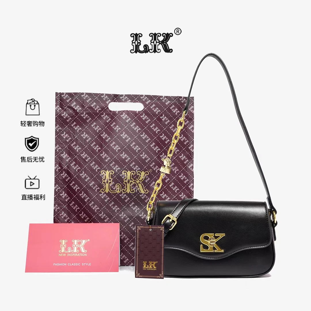 【娘娘专享】时尚轻奢潮流经典百搭轻奢女士斜挎单肩包155黑