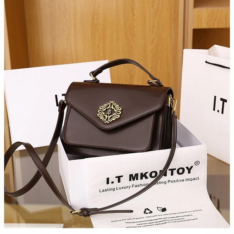 秋季新款韩版时尚手提包百搭休闲单肩斜挎包1033咖色