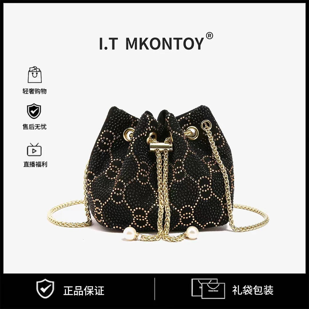 【妮可专属】潮流经典女士百搭小众单肩斜挎包1128黑色