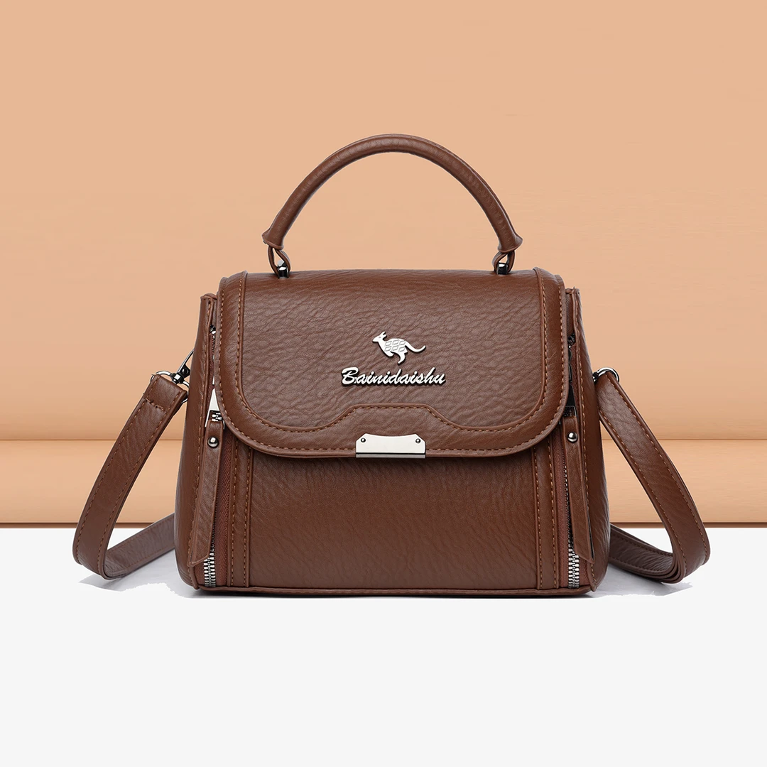 新款时尚斜挎单肩包2034 棕色 底长22高17