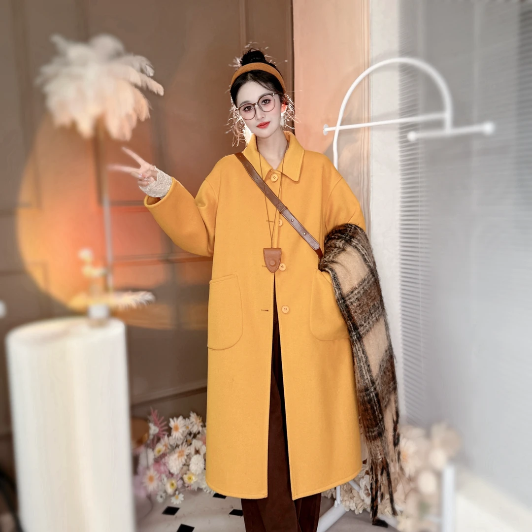 苏苏小姐定制 秋冬春季（穿点气质款）水晶毛呢外套2方领长58008