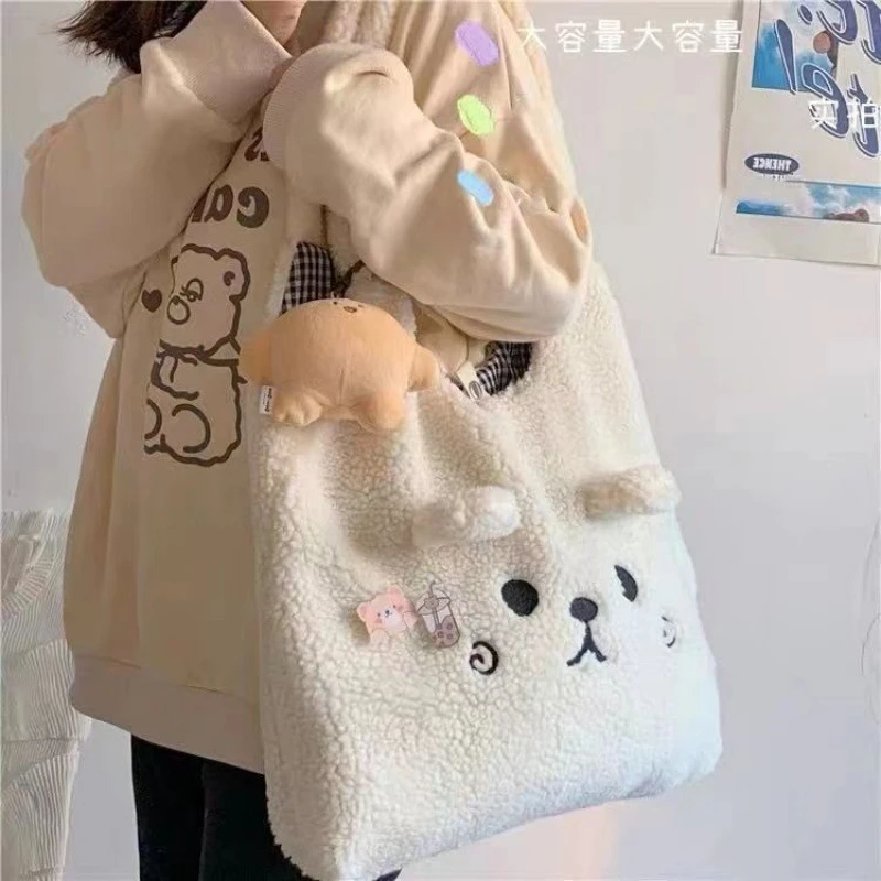 毛绒包韩版ins可爱羊羔毛绒绒秋冬女学生大容量百搭单肩包手提袋