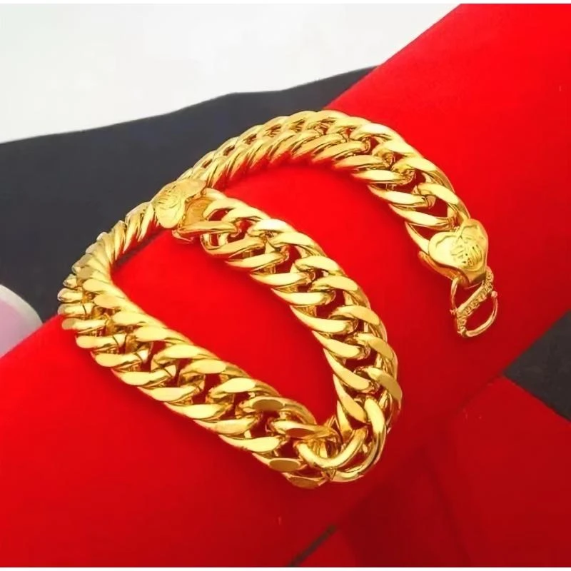 抖音好物 2024爆款时尚金典老板手链大气经典光面不掉色古巴链