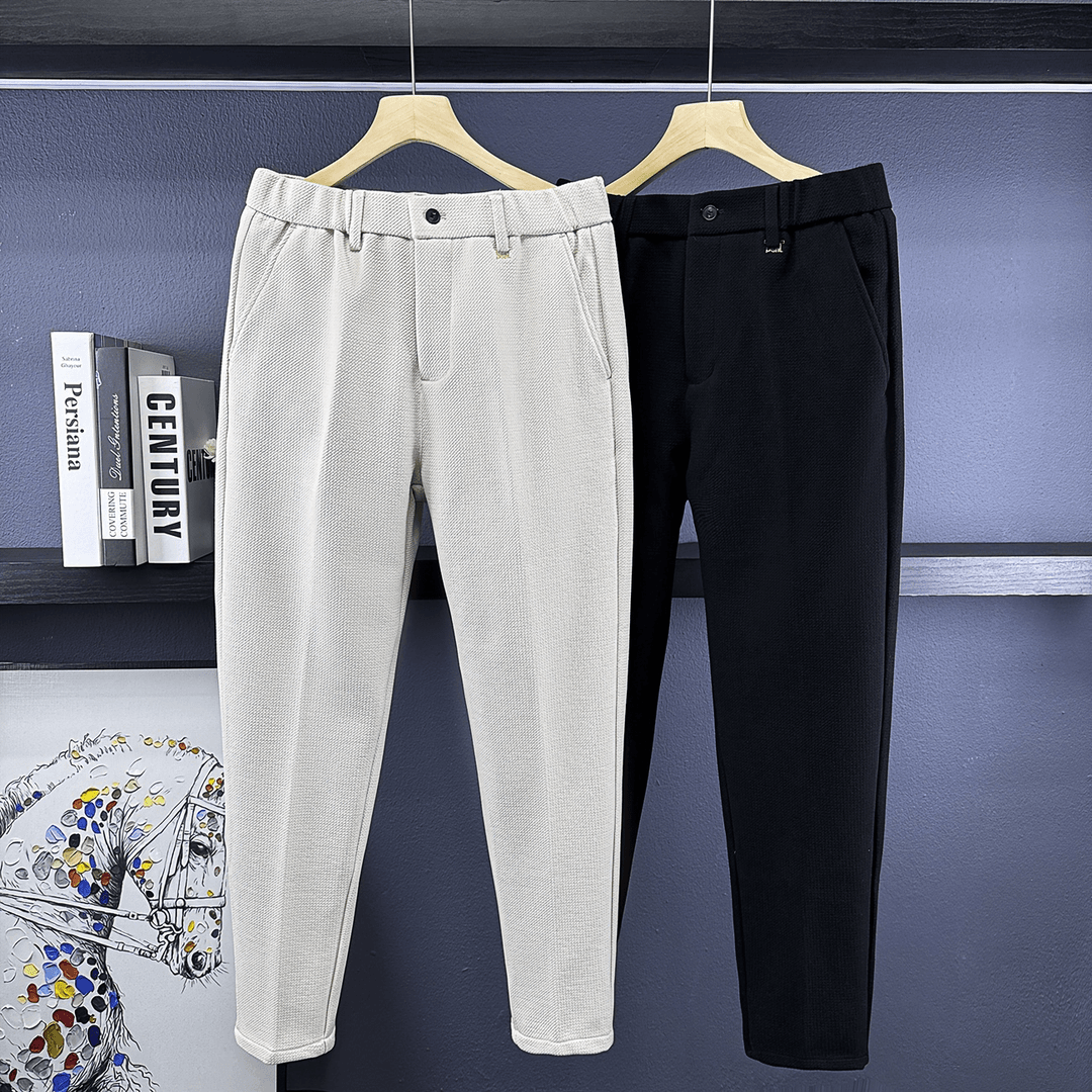 英伦风男士时尚商务休闲裤修身正装气质男款毛呢厚裤子长裤小脚潮