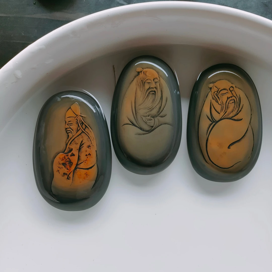 非遗歙砚金晕石 小巧原石 天然掌中宝小楷把玩镇纸 佛老者摆件