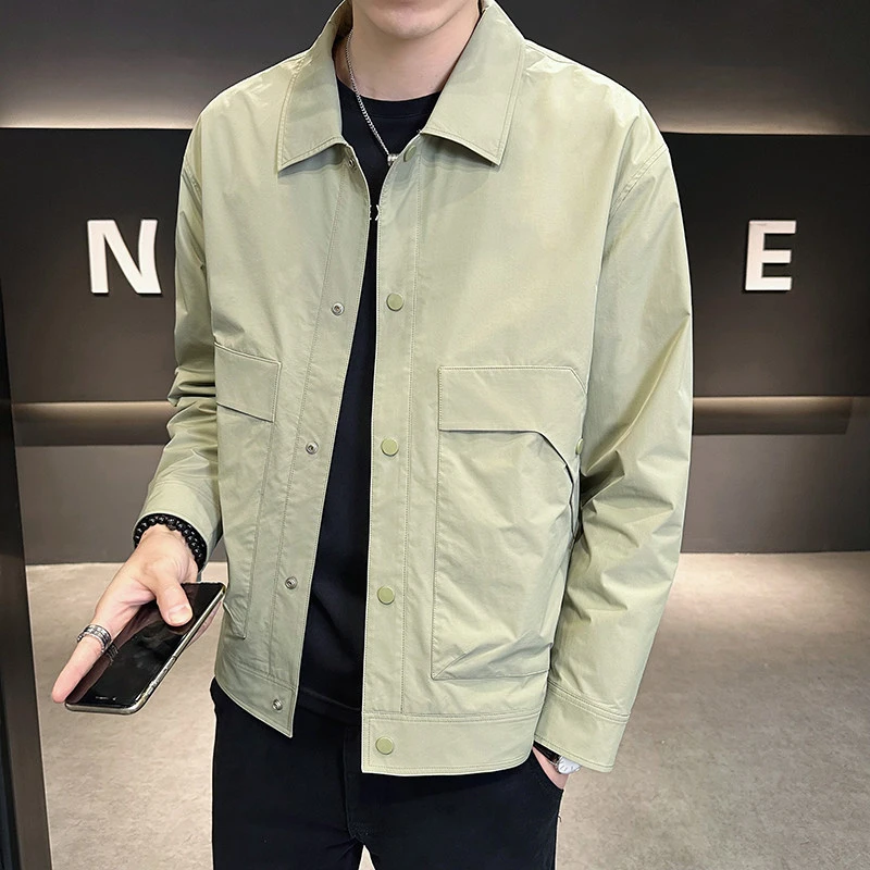 A48翻领夹克男士春秋2024新款夹克休闲男外套百搭潮流帅气上衣