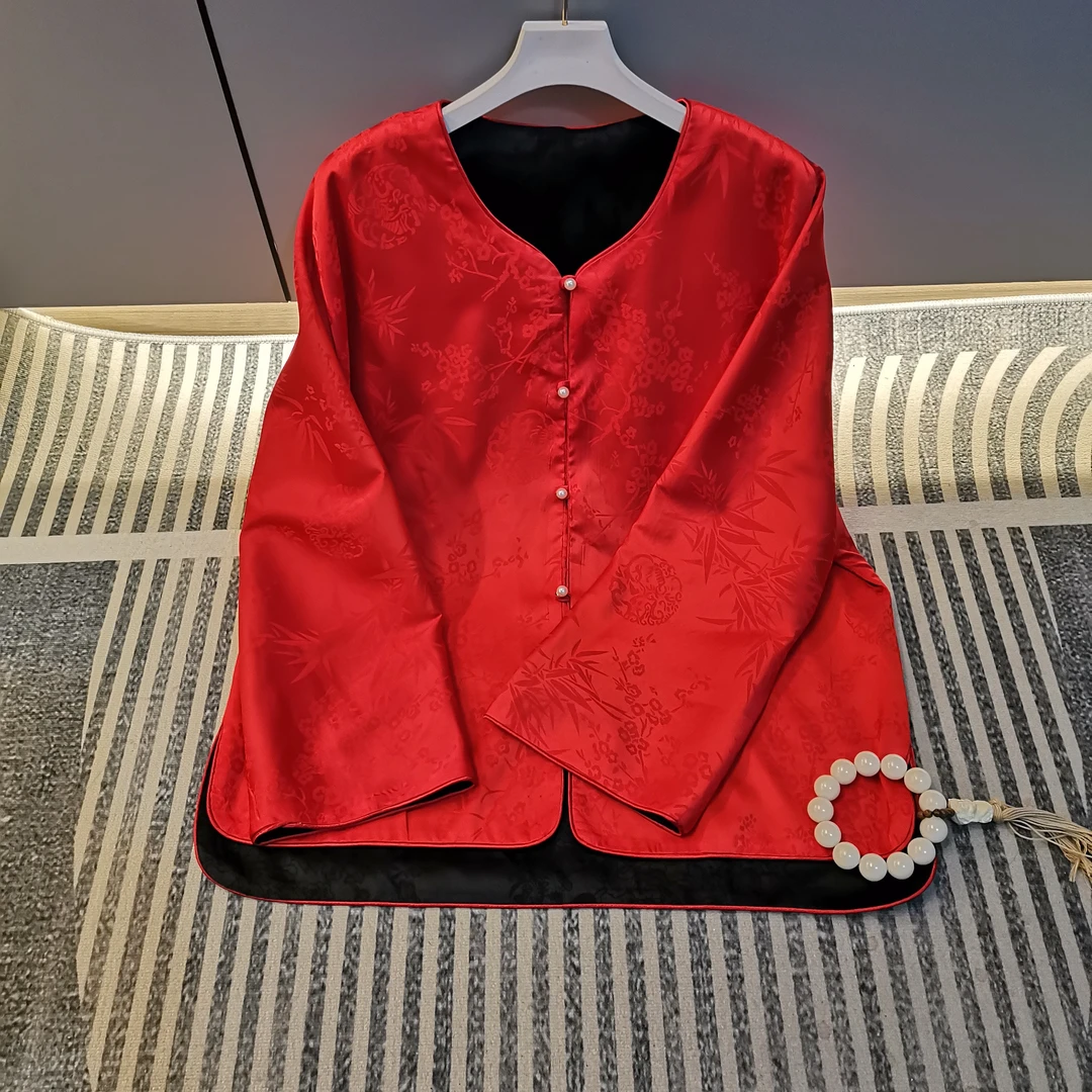 秋季新款双面双穿重磅提花宽松显瘦复古上衣外套041