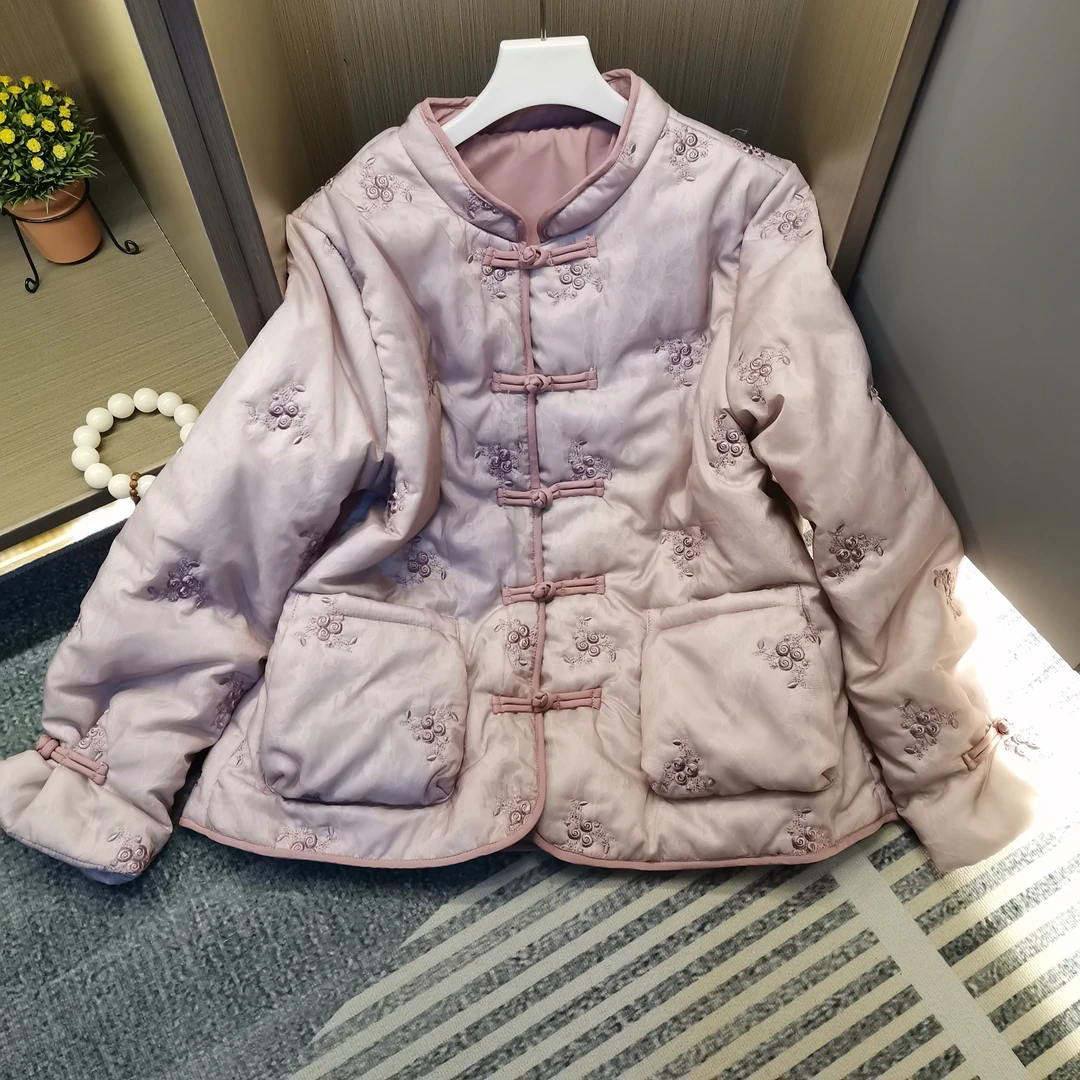 气质棉衣外套女新中式手工盘扣高级冬夹棉加厚保暖冬季7290