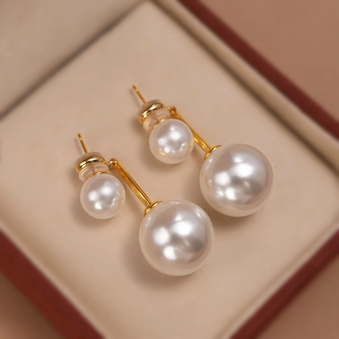 铜合金仿珍珠耳饰 【前后戴耳钉】轻奢气质两戴优雅仿珍珠耳环女