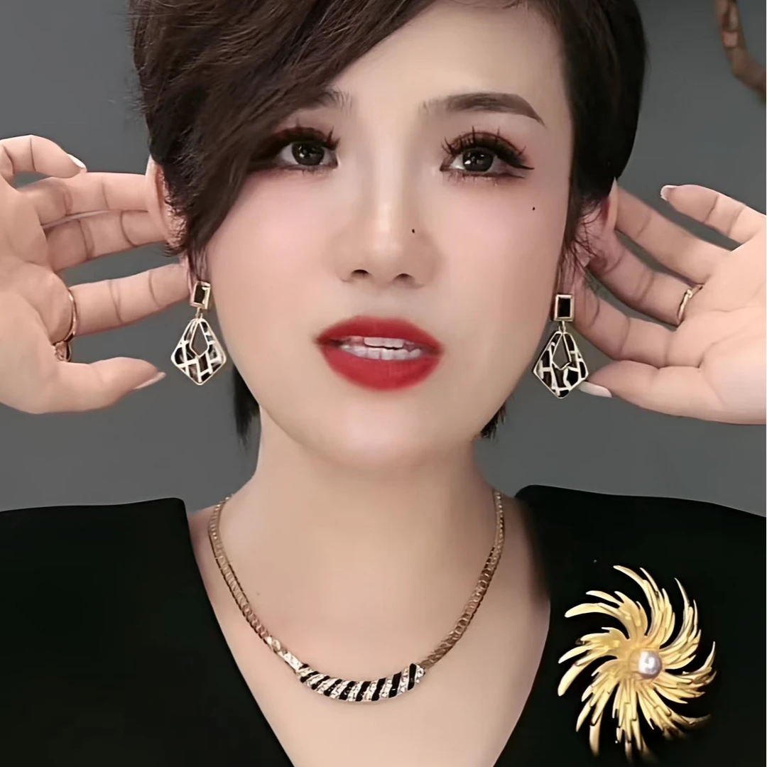 铜合金耳饰 欧美复古秋冬新款豹纹黑白格几何醋酸耳环女