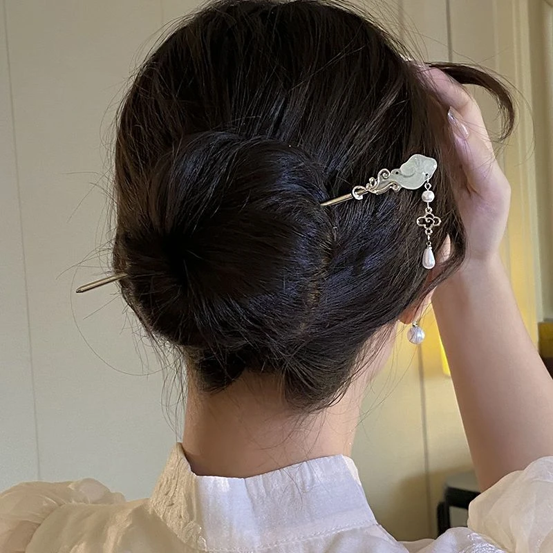 马面裙配饰发簪新中式汉服头饰后脑勺盘发簪子女古风流苏步摇发饰