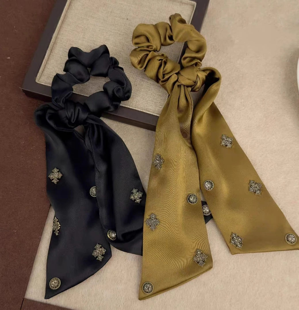 长飘重工发圈头绳镶钻复古巴洛克扎发黑色法式皮筋发绳韩国发饰