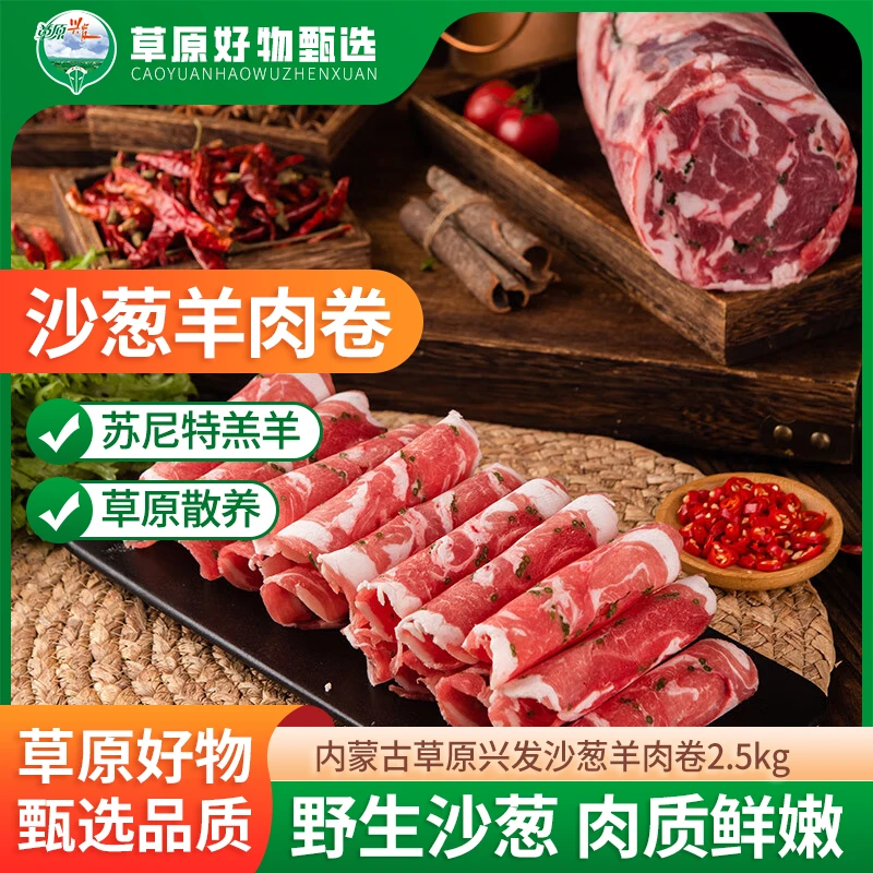 草原兴发沙葱羔羊肉片250g沙葱同城送