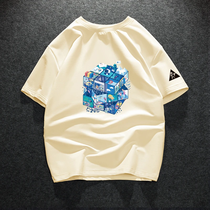 法莱尔公鸡男士休闲短袖T恤夏季纯棉薄款透气时尚运动宽松大码潮t