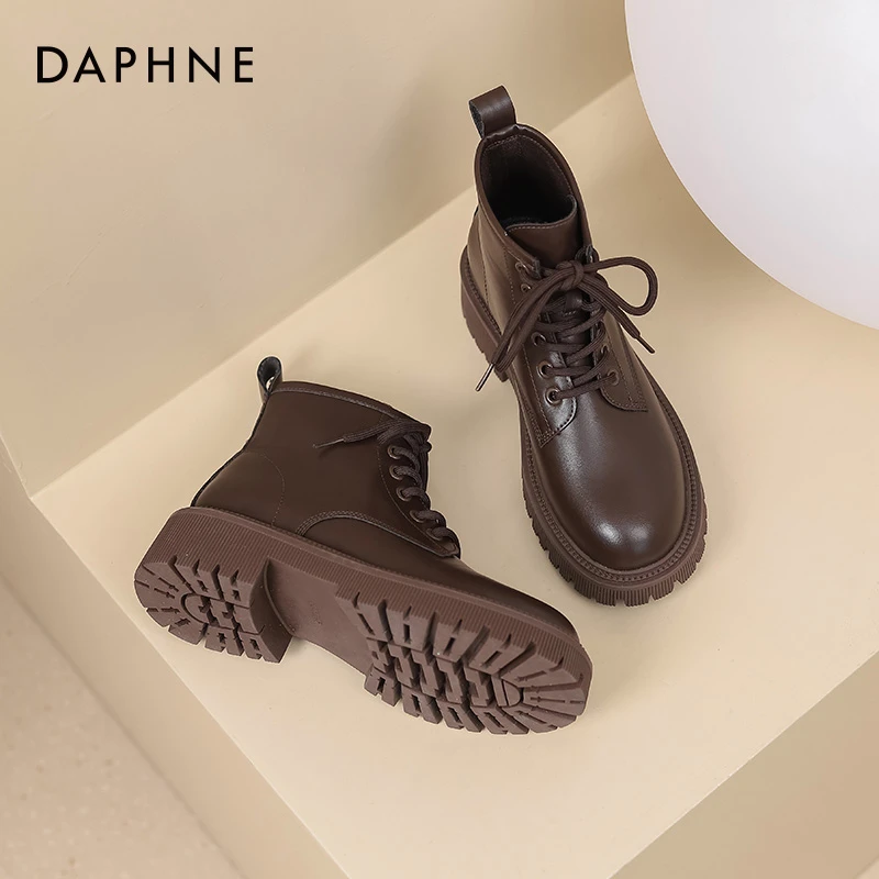 达芙妮英伦马丁靴女春秋2023新款女鞋厚底靴子女单靴厚底短靴女