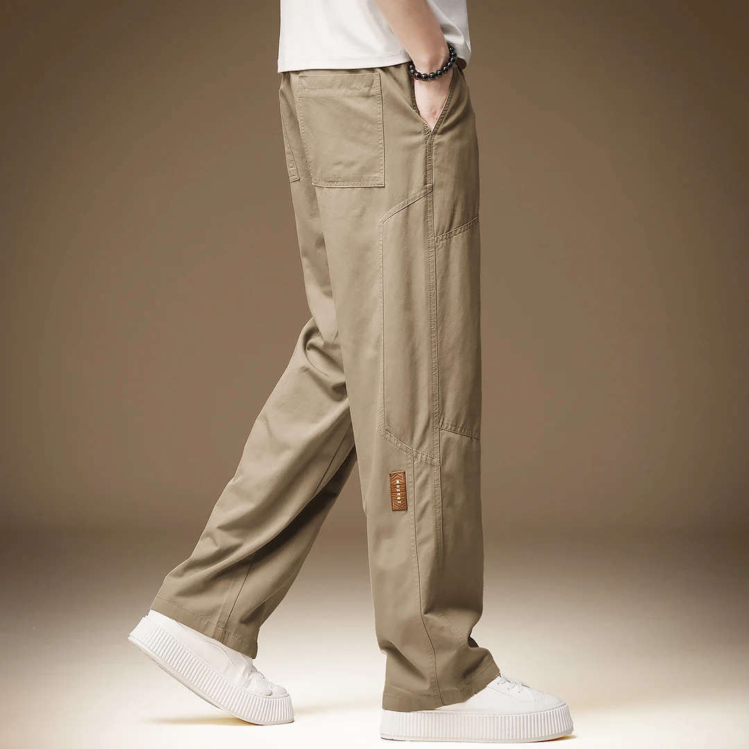 夏季薄款高端莱赛尔冰丝直筒休闲裤男美式潮牌宽松阔腿工装长裤子