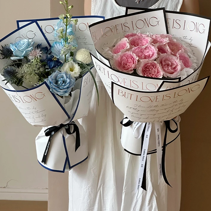 烫金贵族简约纸情人节边框网红纸英文花束包花花纸