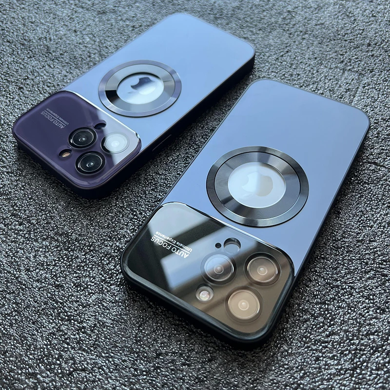 磨砂玻璃磁吸苹果15promax手机壳iPhone14轻奢12.高级感plus全包1