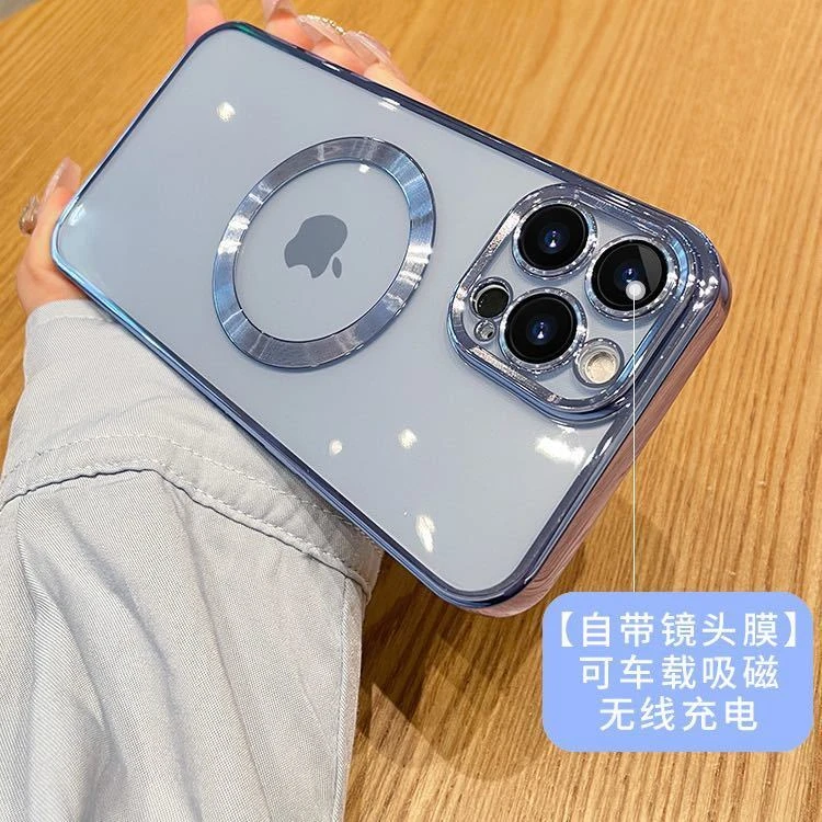 磁吸可充电防尘手机壳iPhone13promax自带镜头膜苹果12手机电镀壳