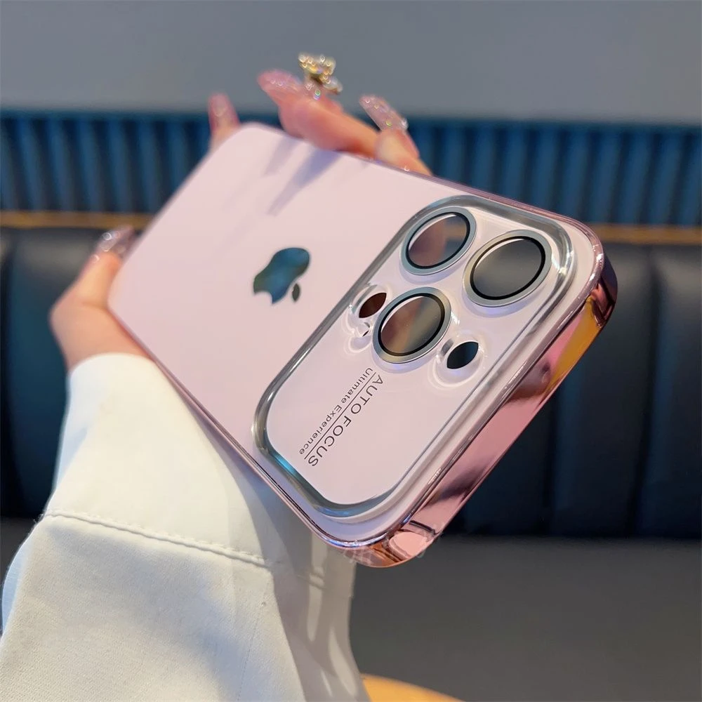 高级感冰粉色原机质感大视窗苹果14promax手机壳简约iPhone13潮12