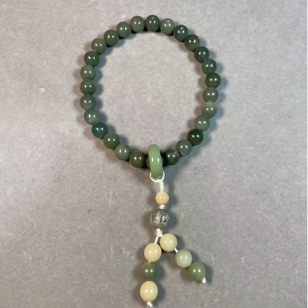 P622烟青色菩提圆珠卡1.1双圈手串