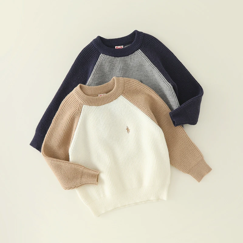 秋冬季儿童插件袖中大童刺绣小马毛衣   474