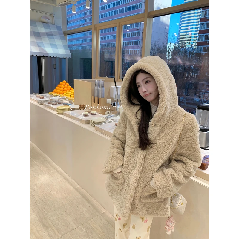 白水女 【冬季清仓款】 环保毛毛外套女秋冬保暖宽松上衣B41247305