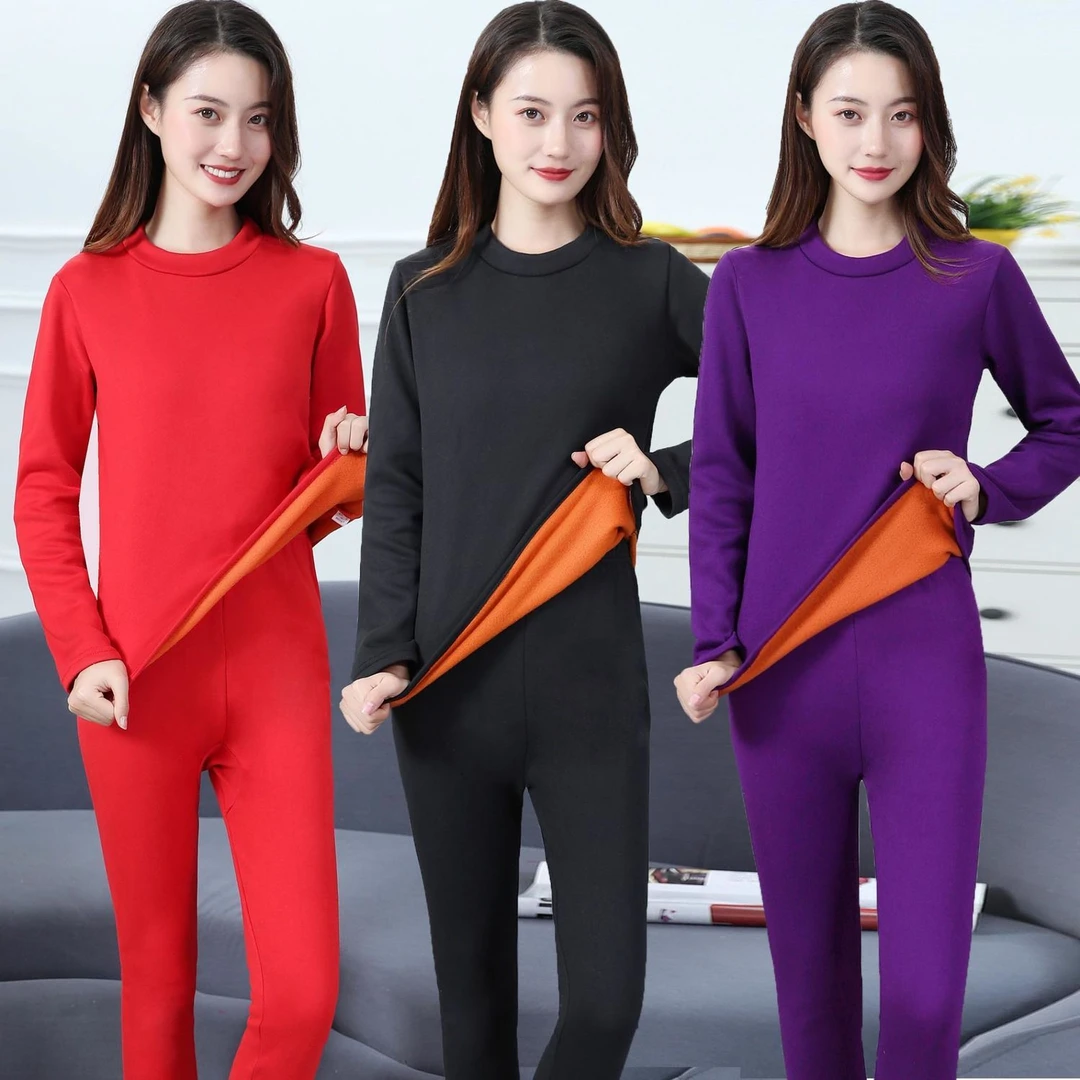 雪中飞加绒保暖内衣女中老年保暖衣女妈妈保暖套装老年人秋衣秋裤