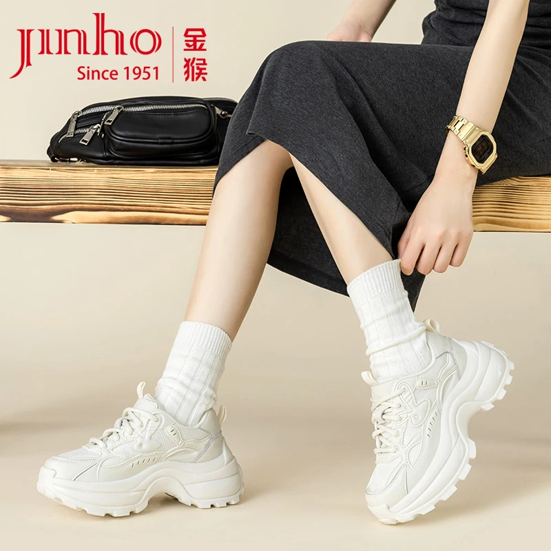 Jinho/金猴女士时尚厚底老爹鞋增高轻便复古休闲鞋SQ18047A