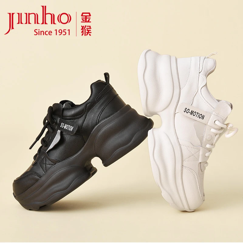 Jinho/金猴真皮系带厚底老爹鞋显高显瘦潮流百搭休闲鞋SQ18045A