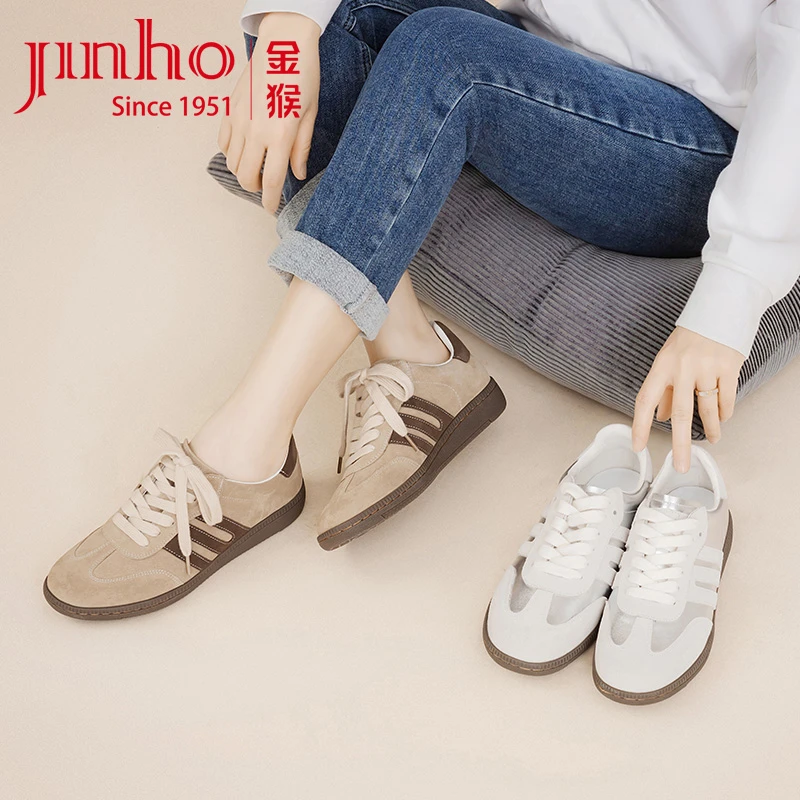 Jinho/金猴时尚百搭女士休闲板鞋复古潮流真皮德比鞋Q18081E