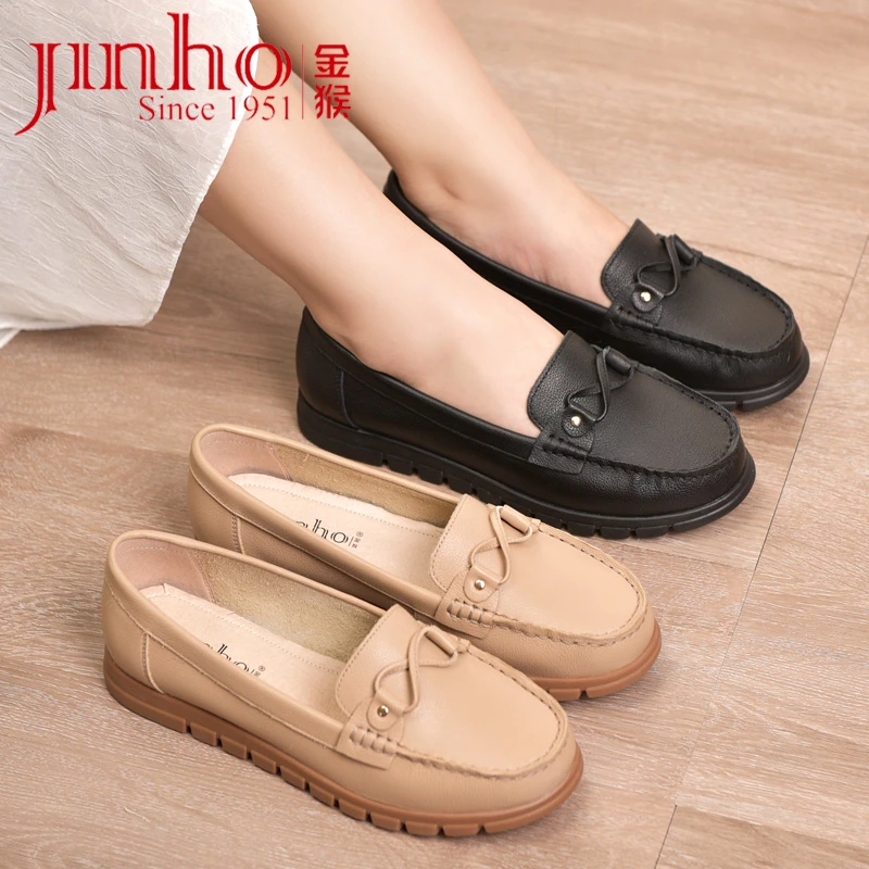 Jinho/金猴春秋软底防滑舒适休闲浅口妈妈鞋平底女乐福鞋SQ50053A