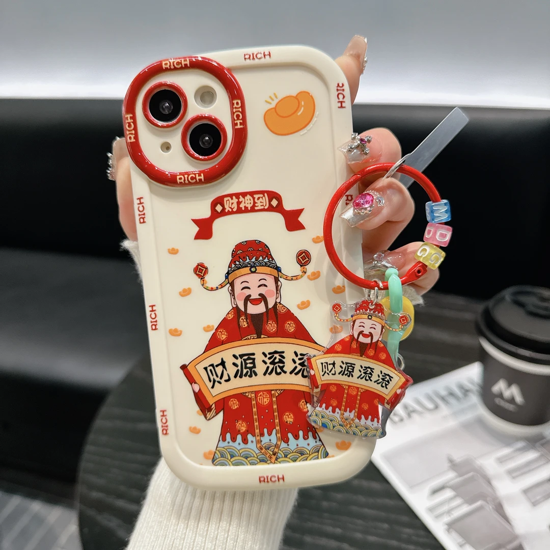 财源滚滚圆墩全包防摔手机壳（苹果/华为/OPPO/VIVO）iphone15硅胶