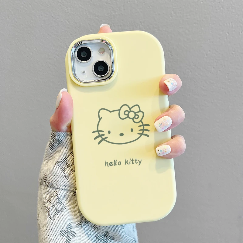 kitty猫镜框小胖墩适用苹果15手机壳iPhone14pro包边保护套13/12