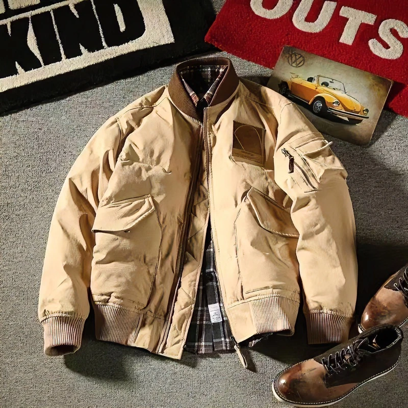 新款日系潮男飞行夹克外套男春秋冬款百搭潮2024加厚休闲男外套