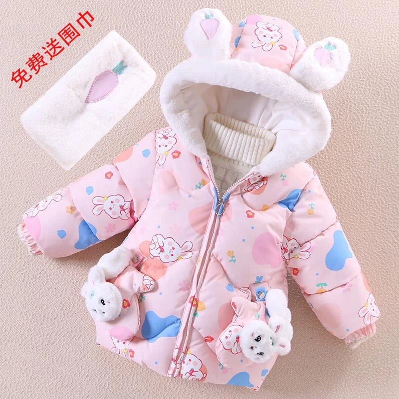 巴ʚ拉巴ʚ拉女童棉衣外套2024新款4岁婴儿宝宝加厚羽绒棉服花型冬