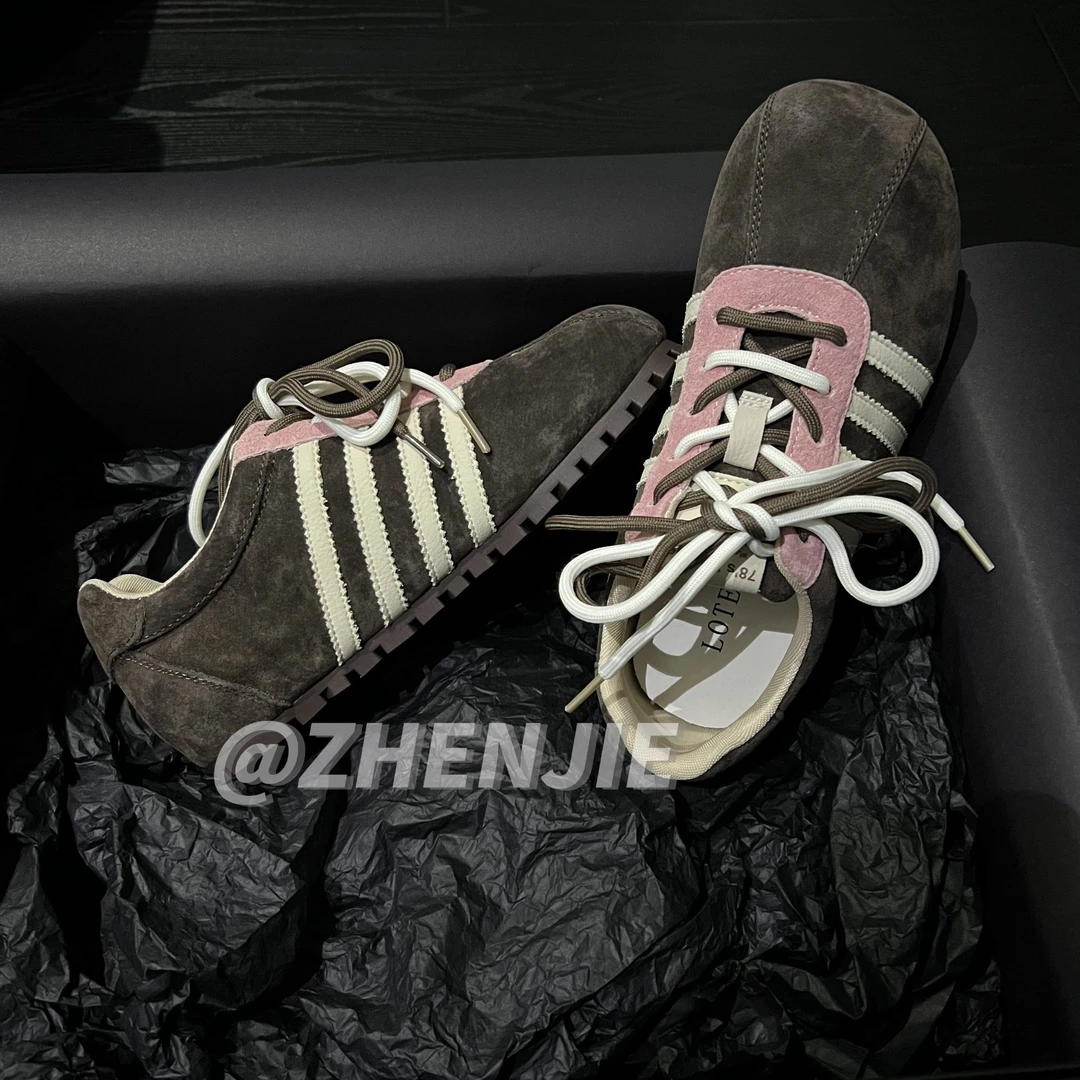 「年终清仓」丑萌鞋拼色百搭德训鞋女复古舒适透气休闲运动鞋581-5