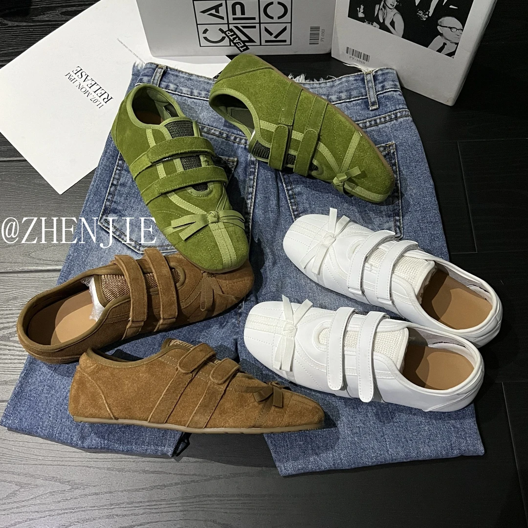 【年终清仓】蝴蝶结芭蕾舞丨魔术贴复古勃肯鞋圆头单鞋休闲百搭2428