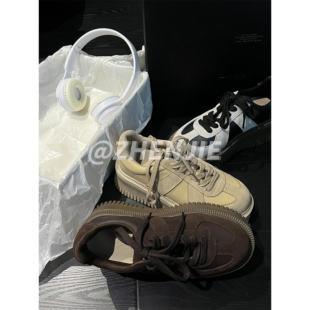 「XIAKAN」复古德训面包鞋女软底板鞋百搭休闲增高厚底运动慢跑鞋潮