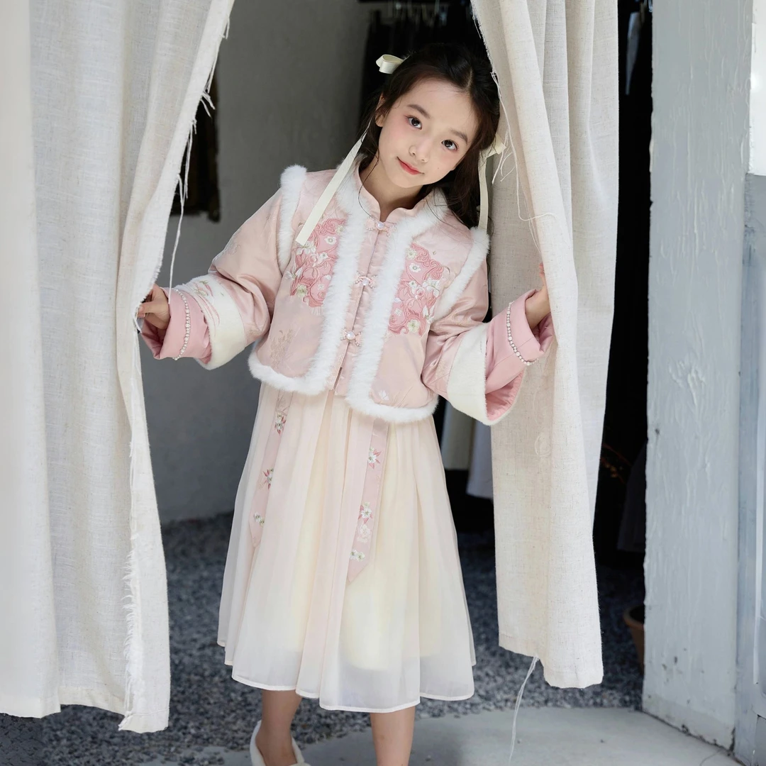 半汐月女童汉服秋冬季2024新款古装唐装新中式儿童古风中国风裙子