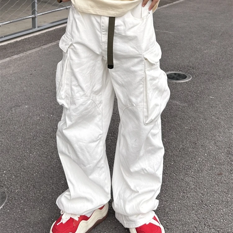 PJFS新款高级感设计美式复古多口袋宽松直筒垂感男女同款工装裤