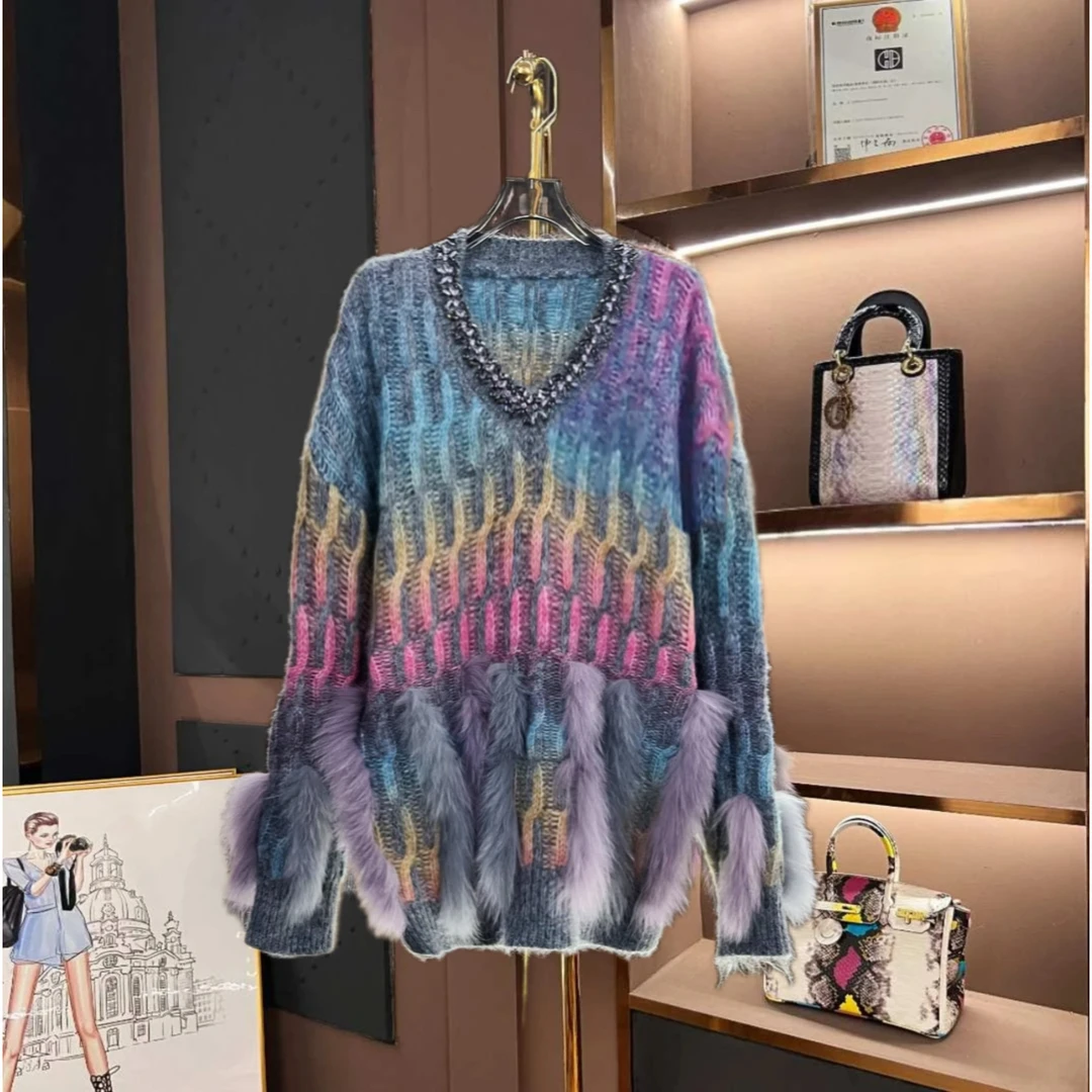 【米娜专属】 时尚渐变色网红百搭慵懒风女秋冬毛衣2409202
