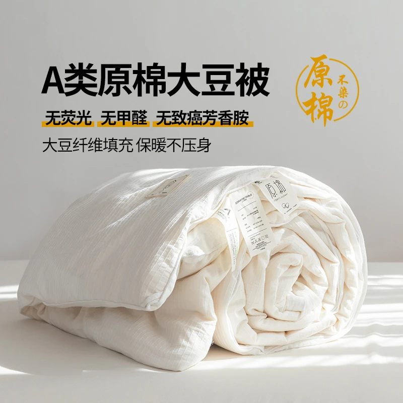 A类 原棉提花大豆被春秋被冬被被子被夏被芯空调被加厚被春秋被子